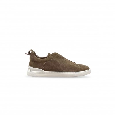 ZEGNA TRIPLE STITCH LOW TOP SNEAKERS IN SUEDE 